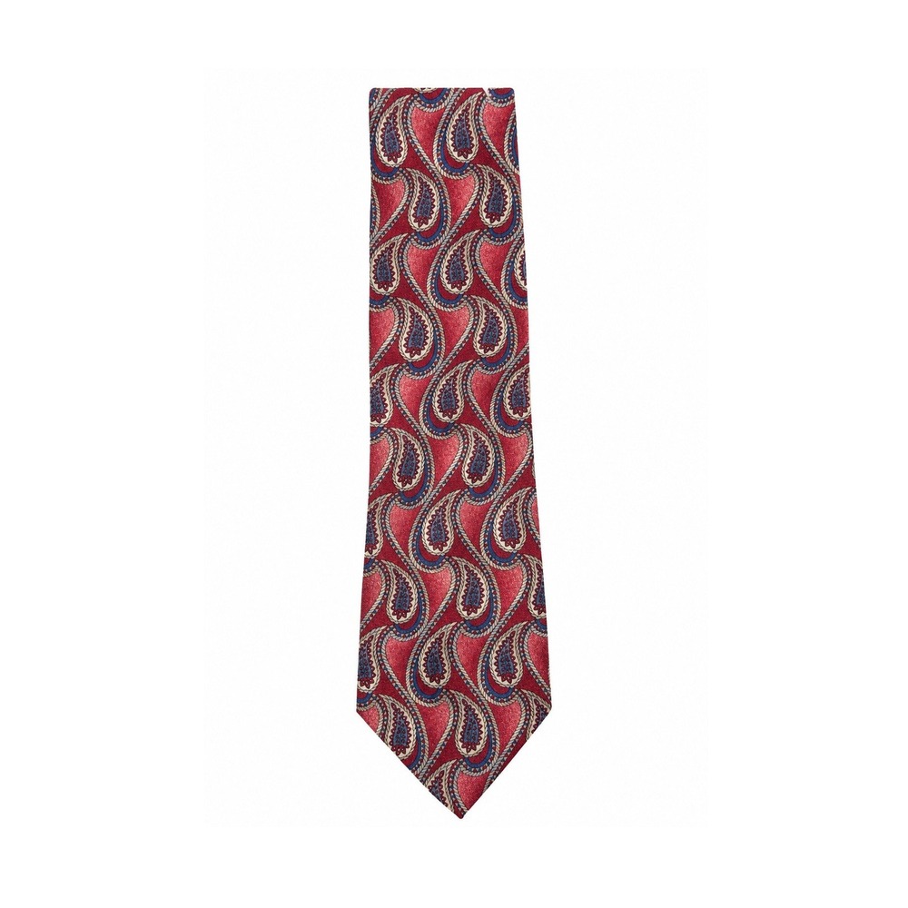 Vintage Arrow 100% Silk Paisley Tie Red Blue Cream Mens Necktie Classic